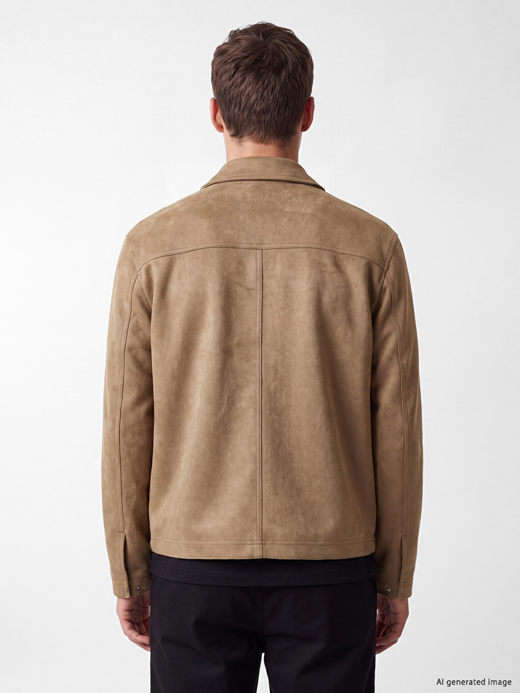 Relax Fit Shirt Collar Men's Suede Jacket-4