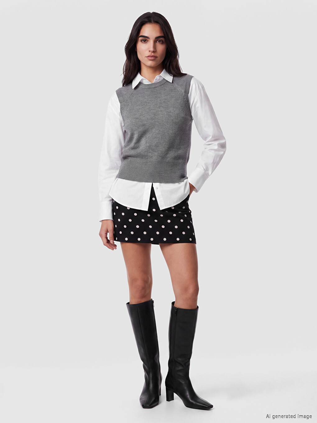Crew Neck Women's Knitwear Sweater Vest-1