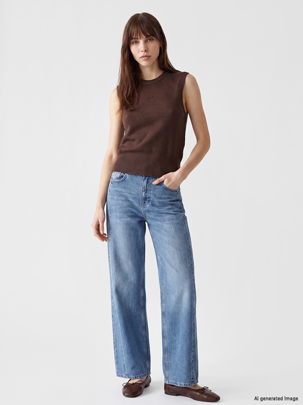 Woman Brown Sweater Vest-1