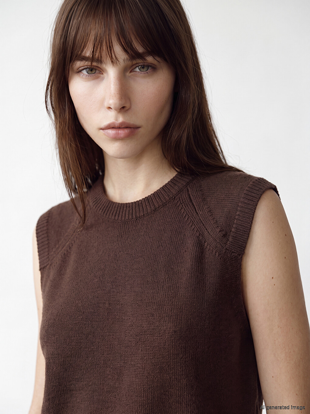 Woman Brown Sweater Vest-2