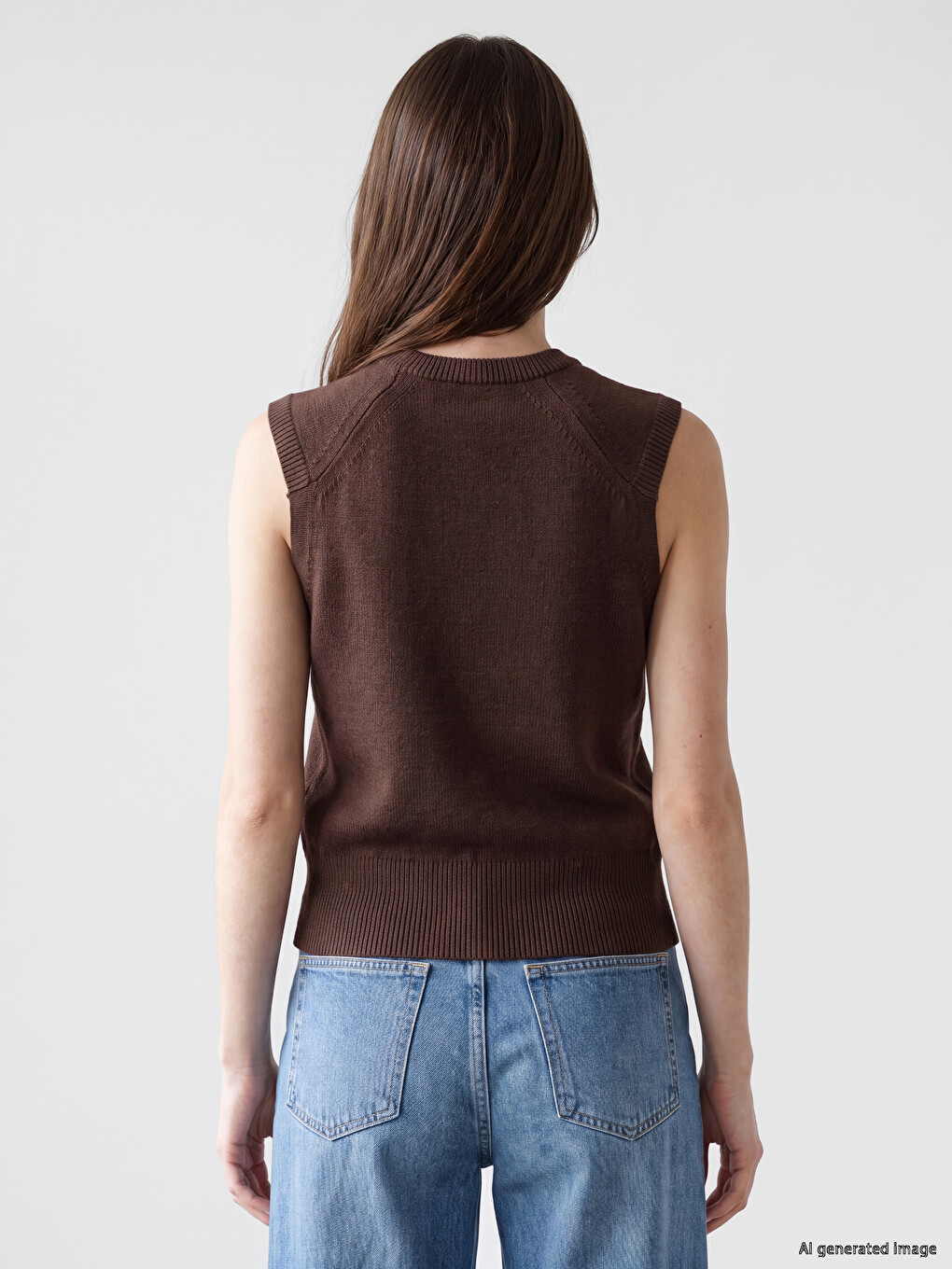 Woman Brown Sweater Vest-3