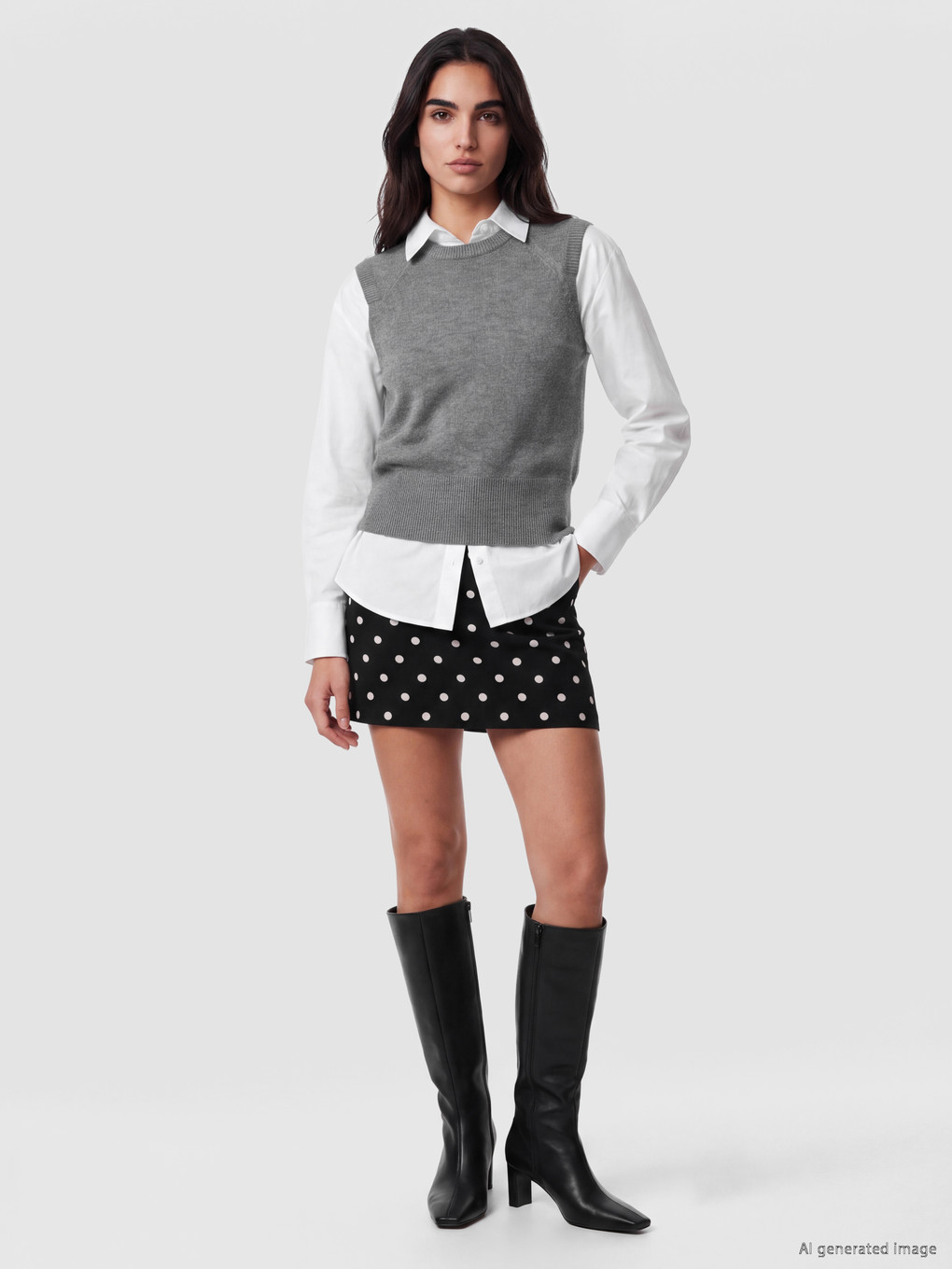 Crew Neck Women's Knitwear Sweater Vest-1