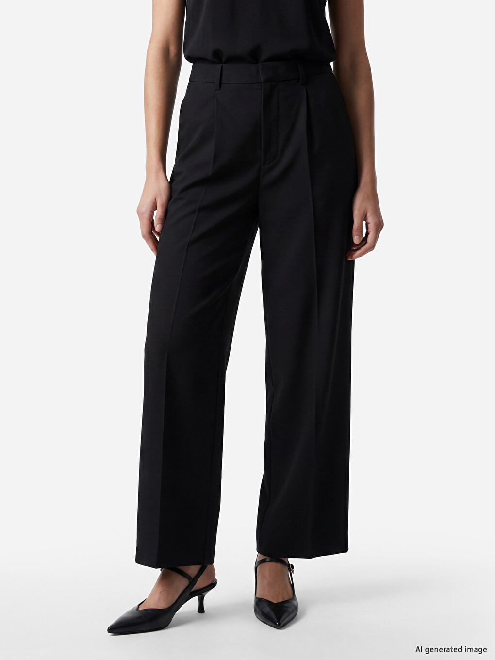 Loose Fit Women's Pleated Fabric Trousers-1