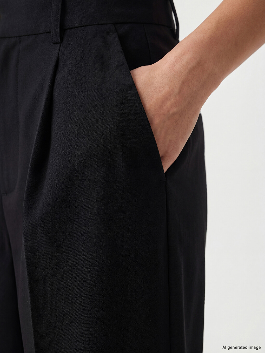 Loose Fit Women's Pleated Fabric Trousers-2