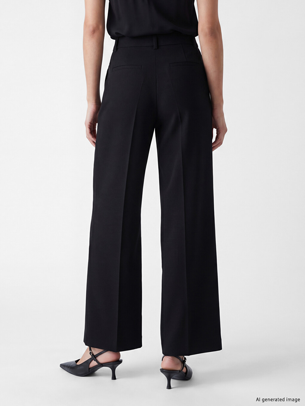 Loose Fit Women's Pleated Fabric Trousers-3