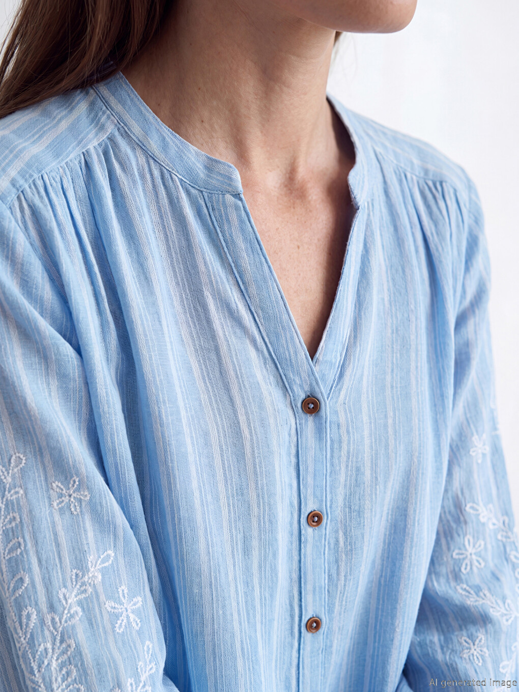 Encolure En V Échancré Rayée Femme Chemise-2