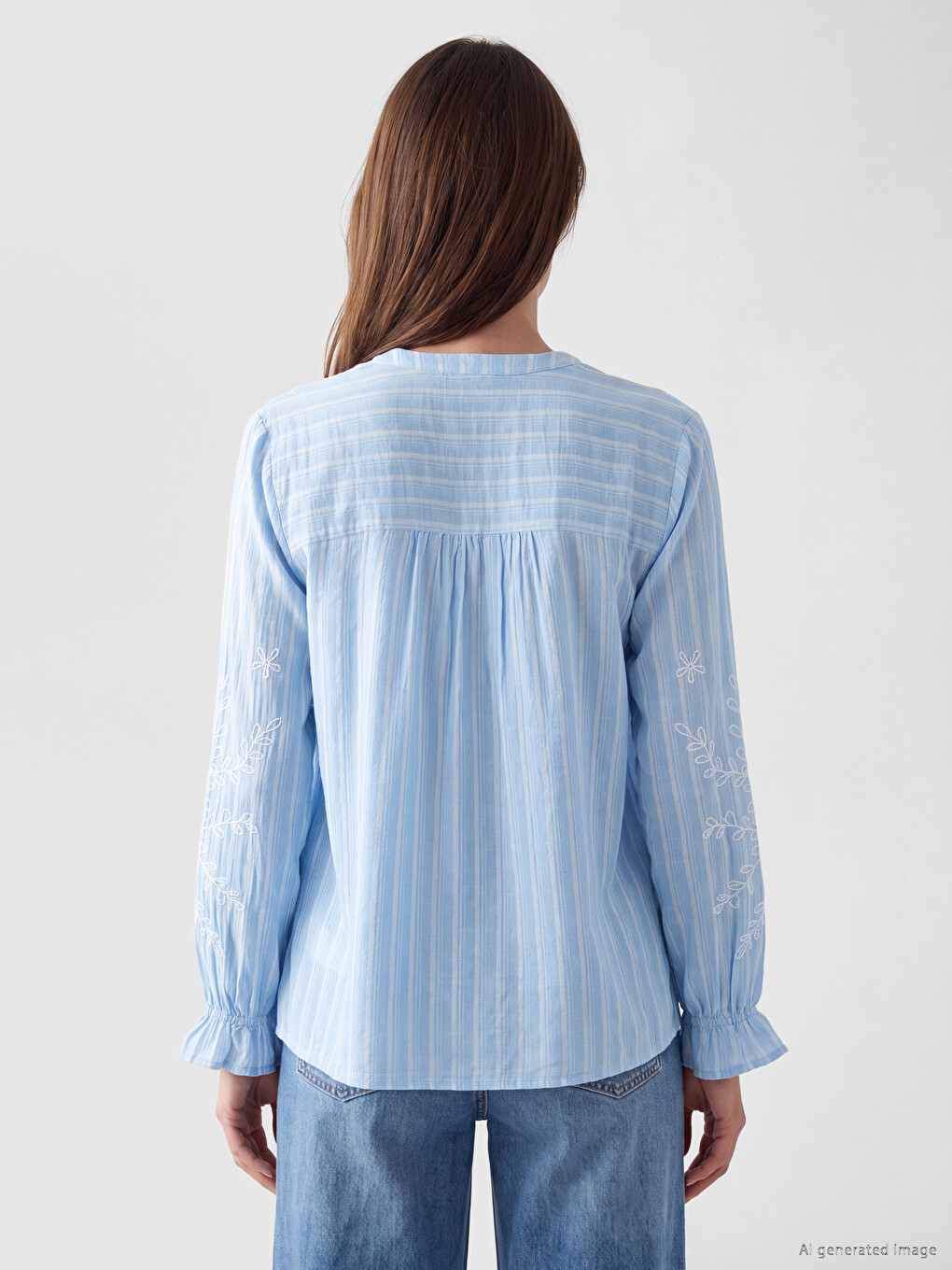Encolure En V Échancré Rayée Femme Chemise-3