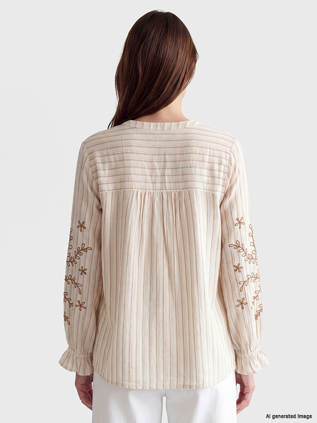 Notch Neck Striped Women's Shirt-3