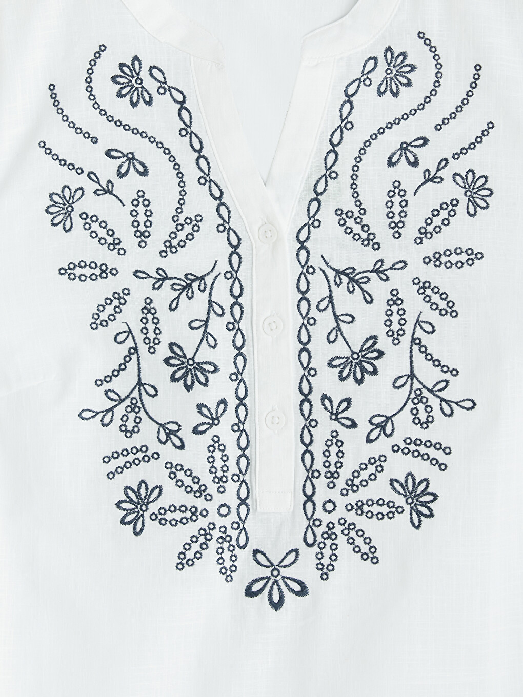 Notch Neck 100% Cotton Patterned Blouse-9