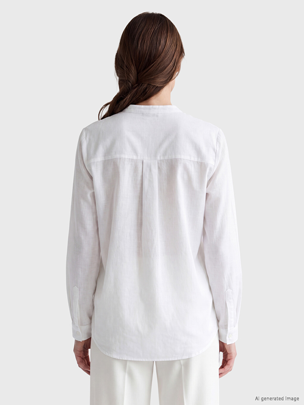 Notch Neck 100% Cotton Patterned Blouse-7
