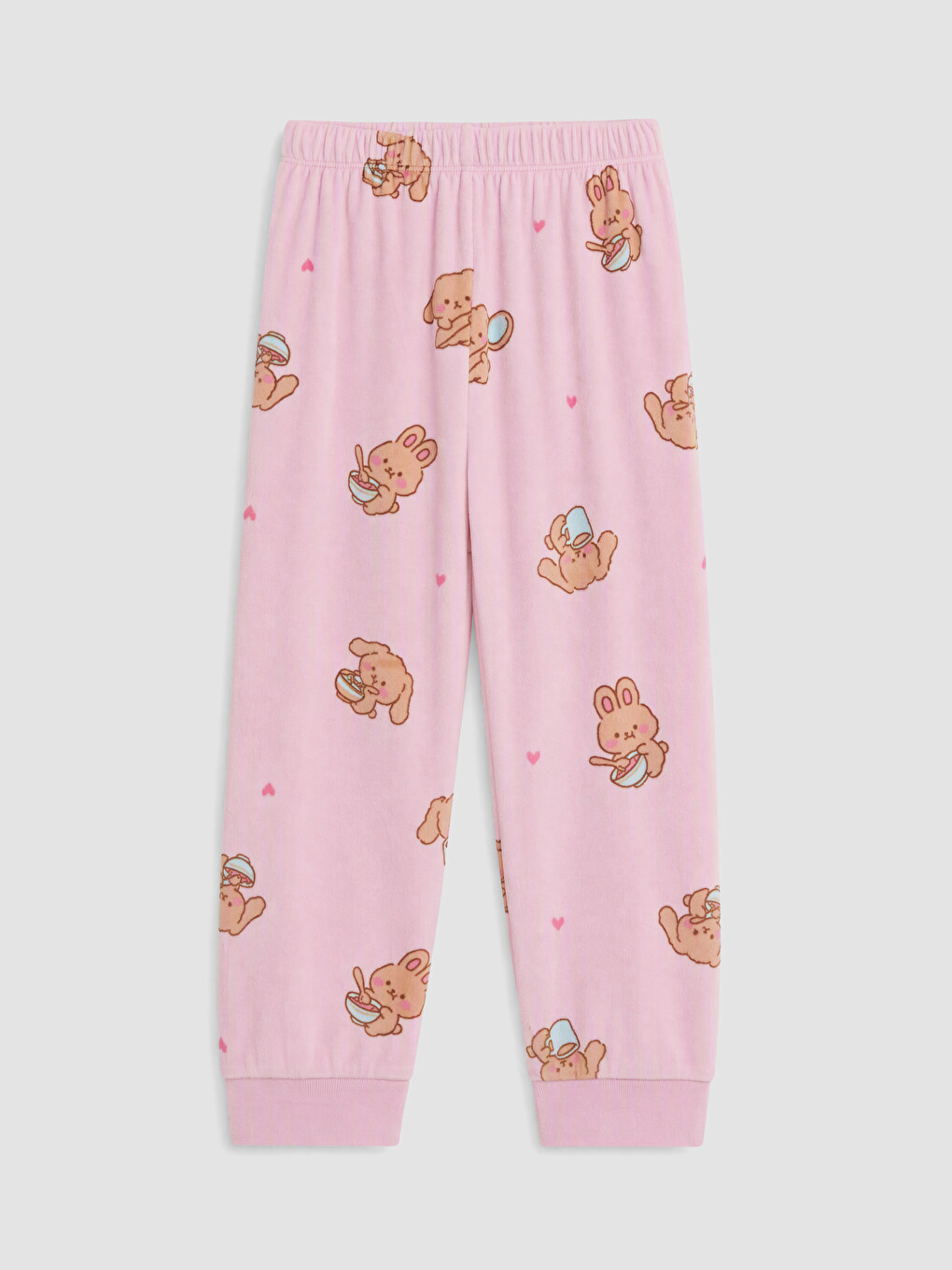 Pembe Desenli Kız Çocuk Kadife Pijama Takımı-4