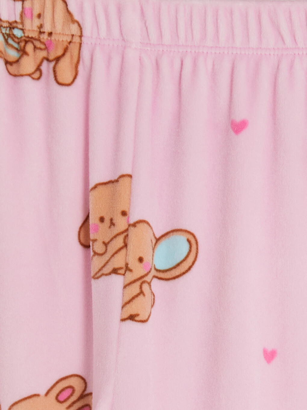 Pembe Desenli Kız Çocuk Kadife Pijama Takımı-5