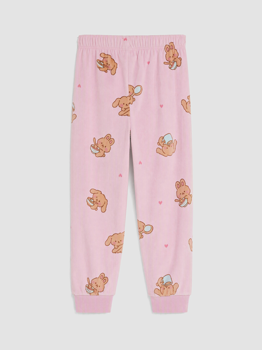 Pembe Desenli Kız Çocuk Kadife Pijama Takımı-6