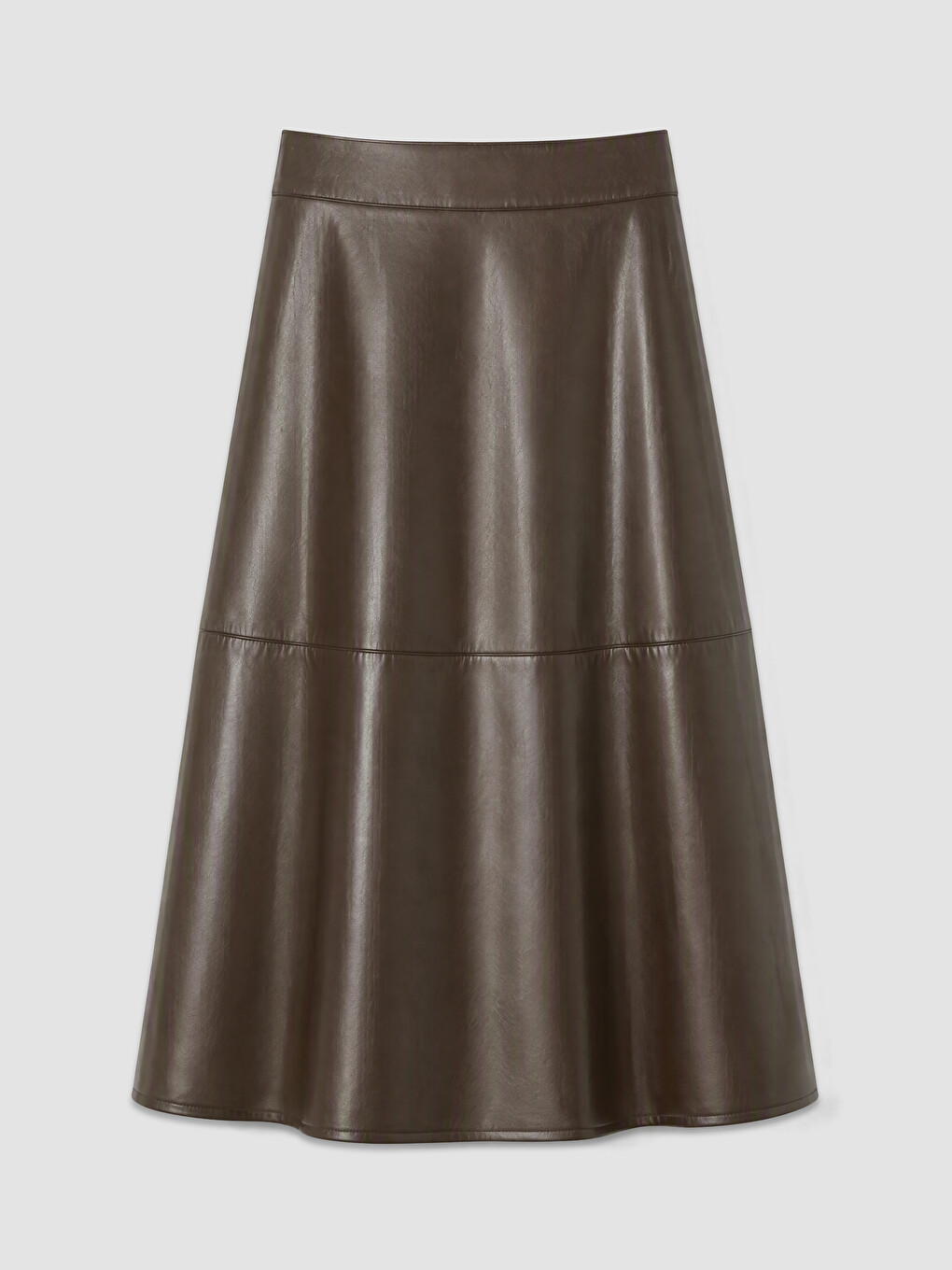Zippered Leather Look Flared Skirt-6