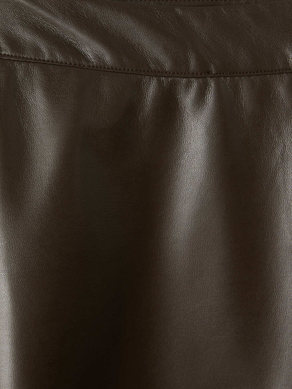 Zippered Leather Look Flared Skirt-7