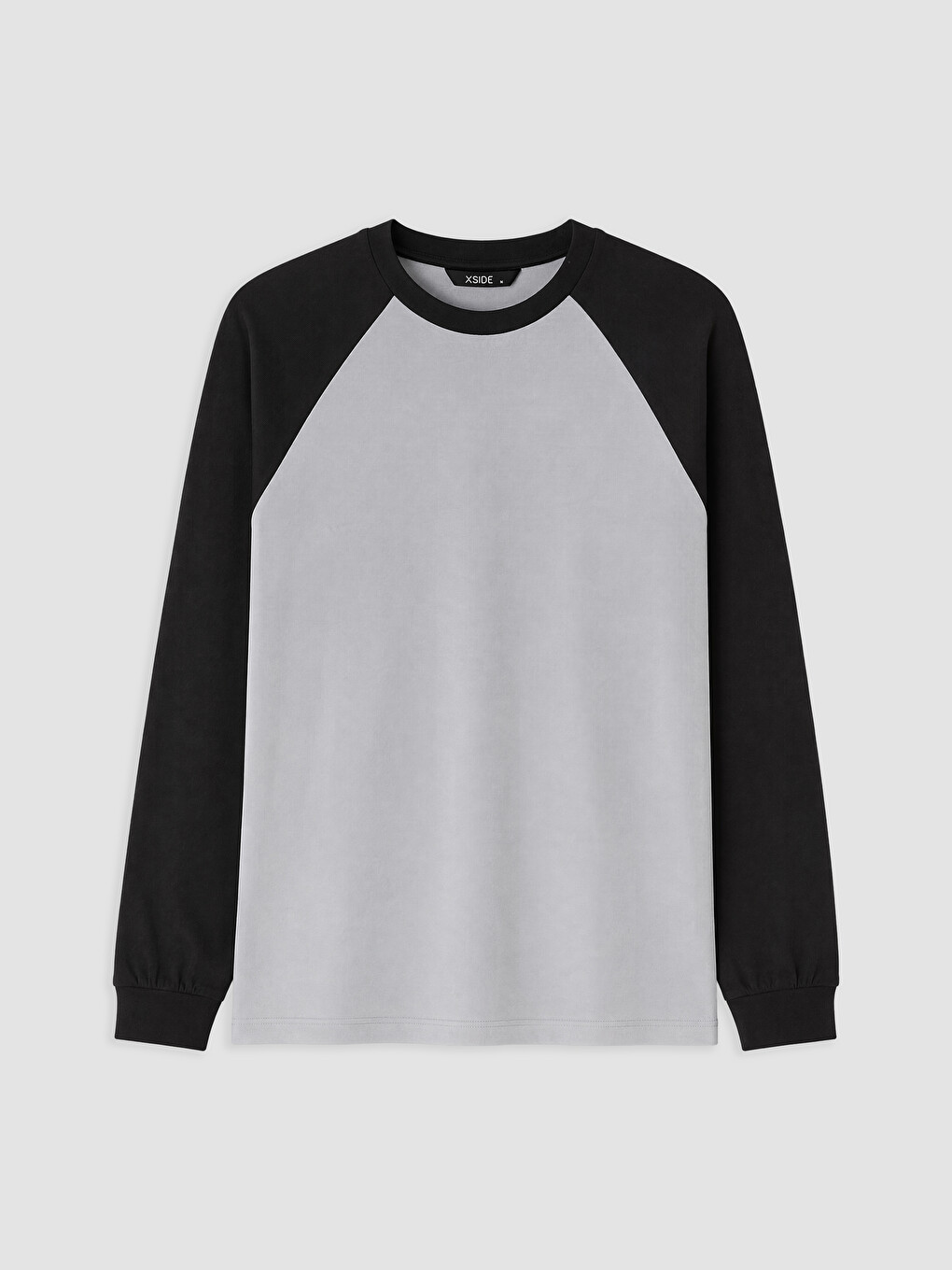 Gri Bisiklet Yaka Reglan Kol Erkek Sweatshirt-4