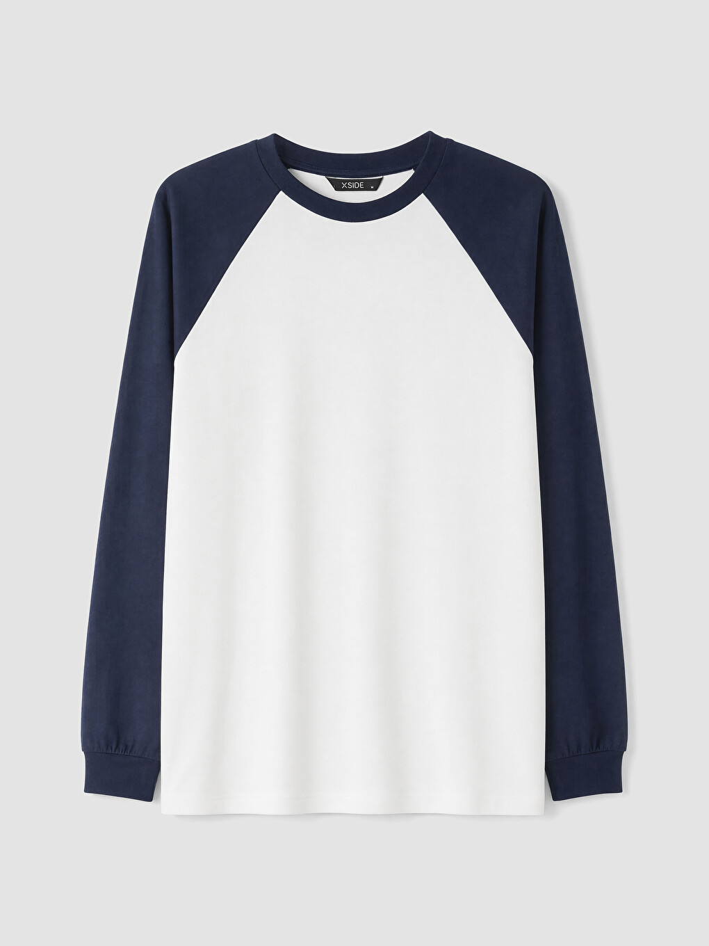 Beyaz Bisiklet Yaka Reglan Kollu Erkek Sweatshirt-4