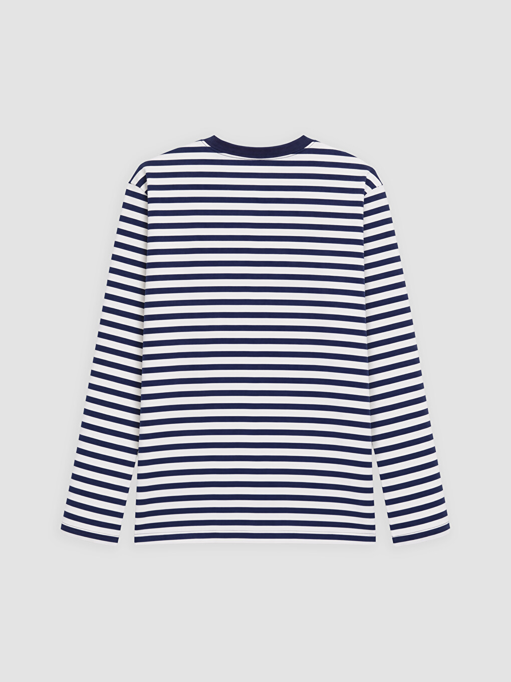 Lacivert Bisiklet Yaka Çizgili Erkek Sweatshirt-4