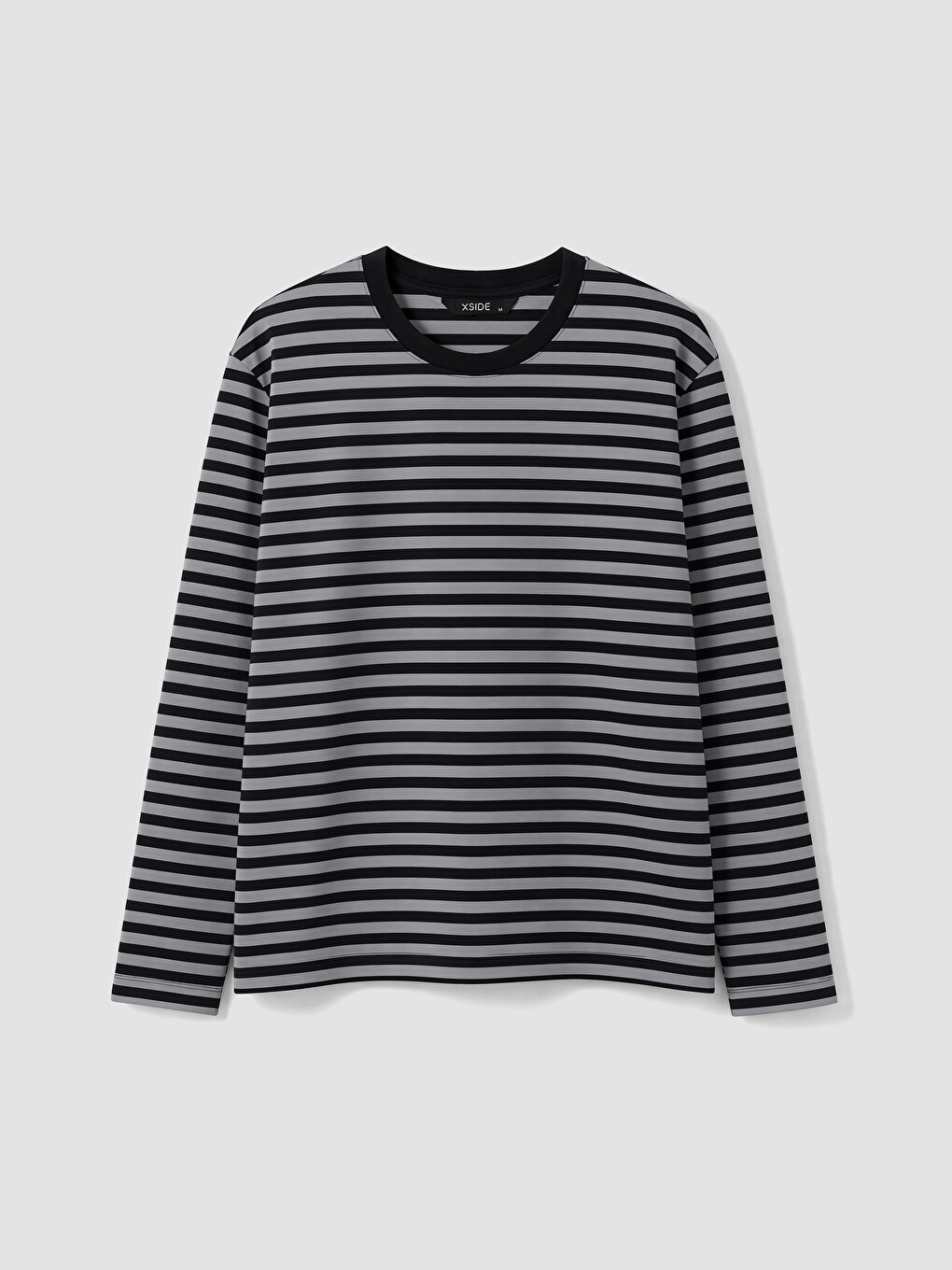 Antrasit Bisiklet Yaka Çizgili Erkek Sweatshirt-4