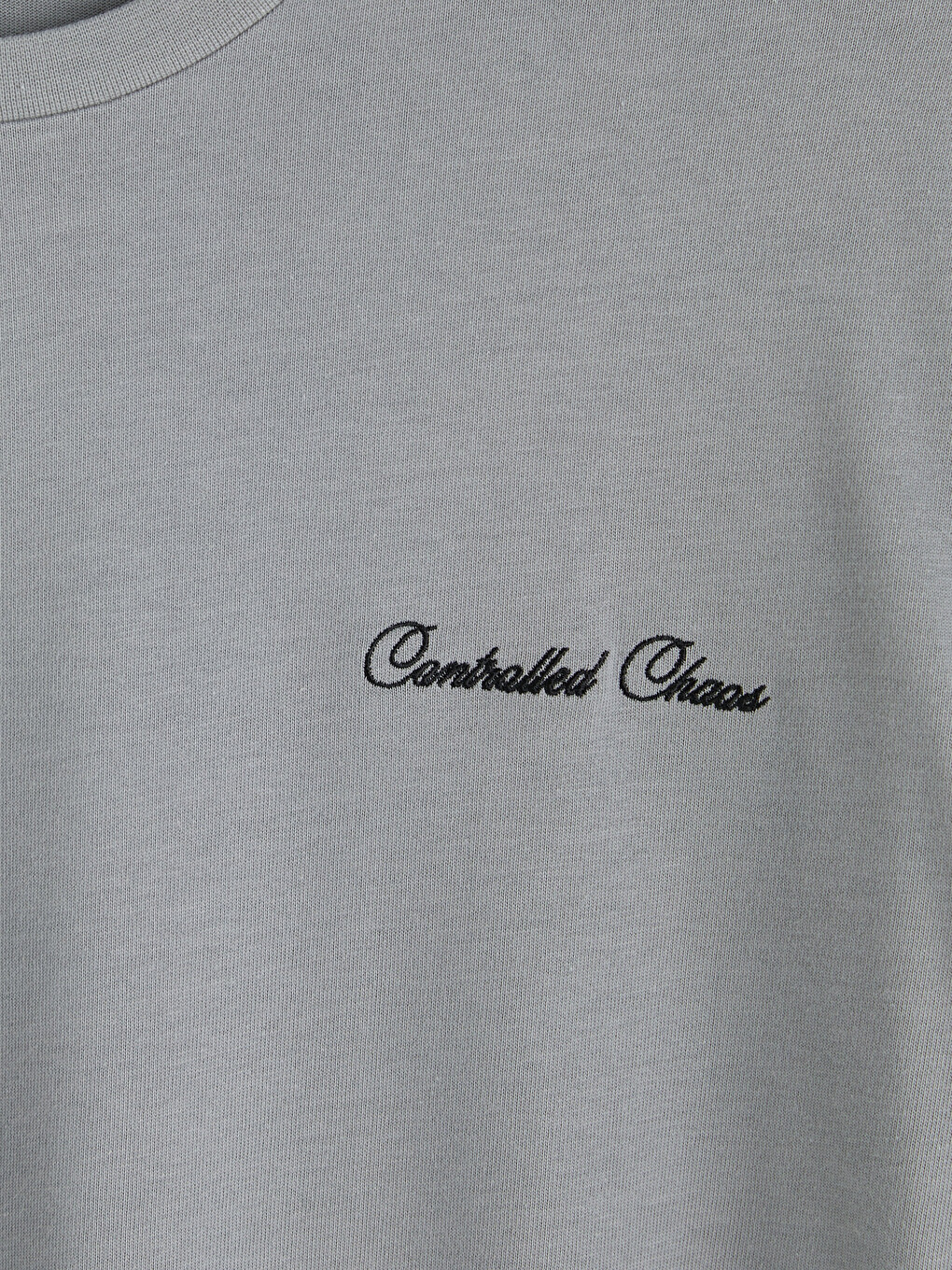 Gri Bisiklet Yaka Baskılı Erkek Sweatshirt-1