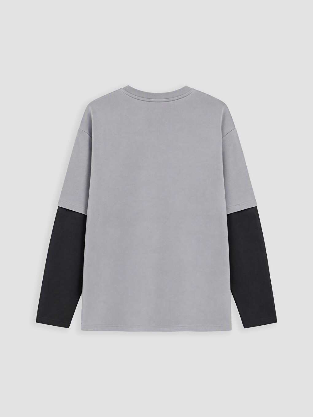 Gri Bisiklet Yaka Baskılı Erkek Sweatshirt-2