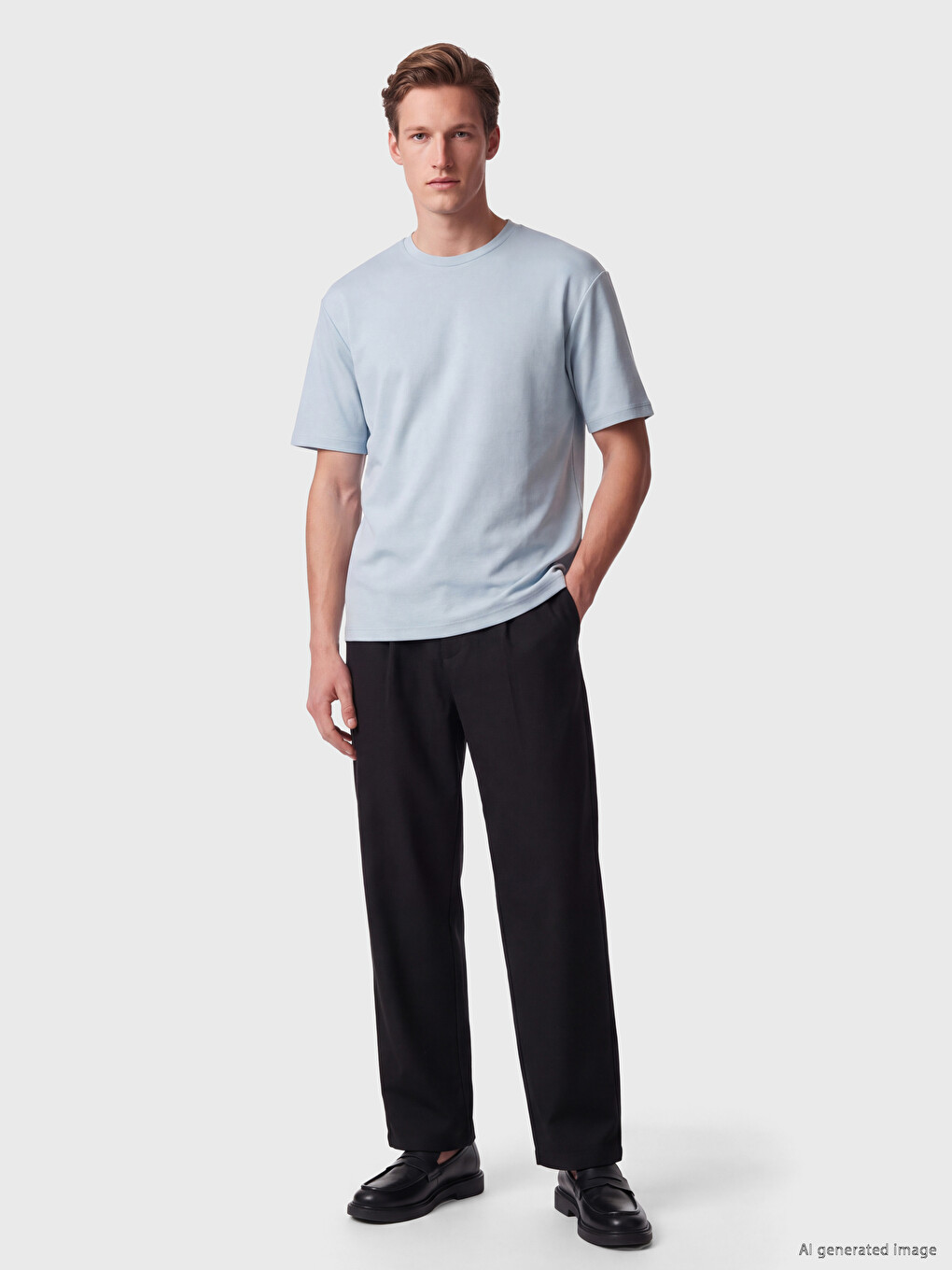 Mavi Loose Fit Akışkan Kumaş Tişört /04