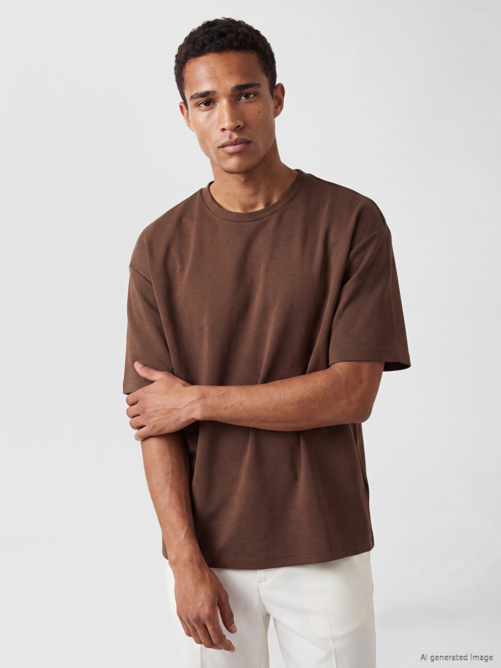 Tricou Din Țesătură Fluidă Cu Croială Relaxată /04