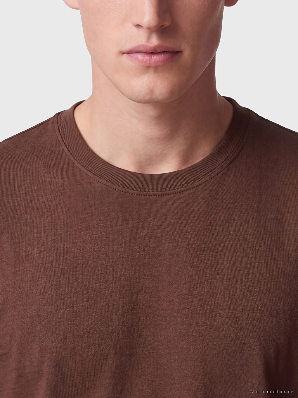 Kahverengi Loose Fit Akışkan Kumaş Tişört /04-3