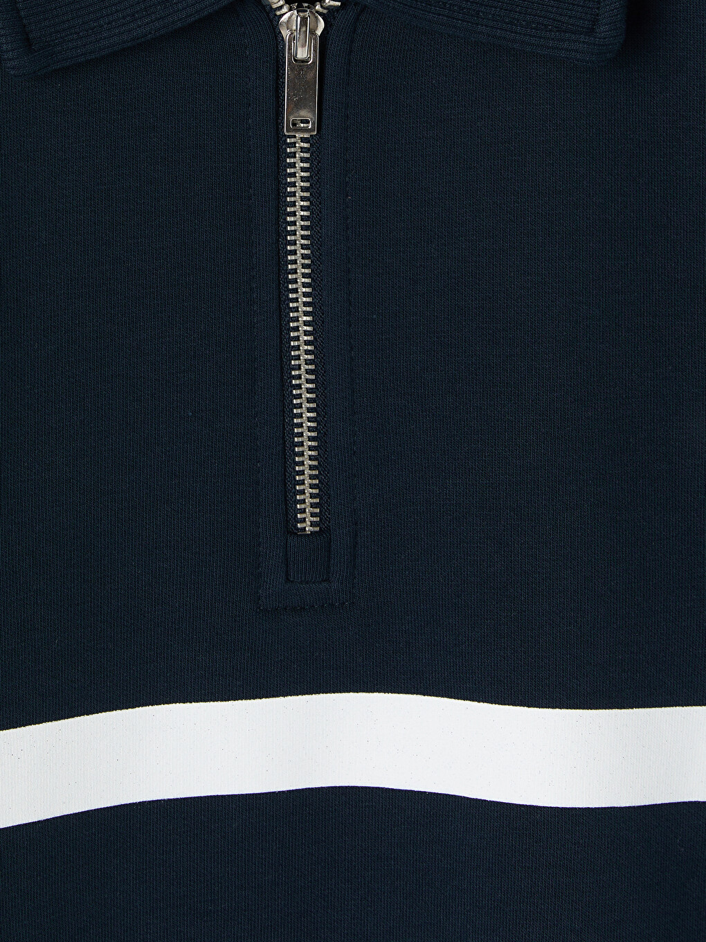 Lacivert Polo Yaka Çizgili Erkek Sweatshirt-1