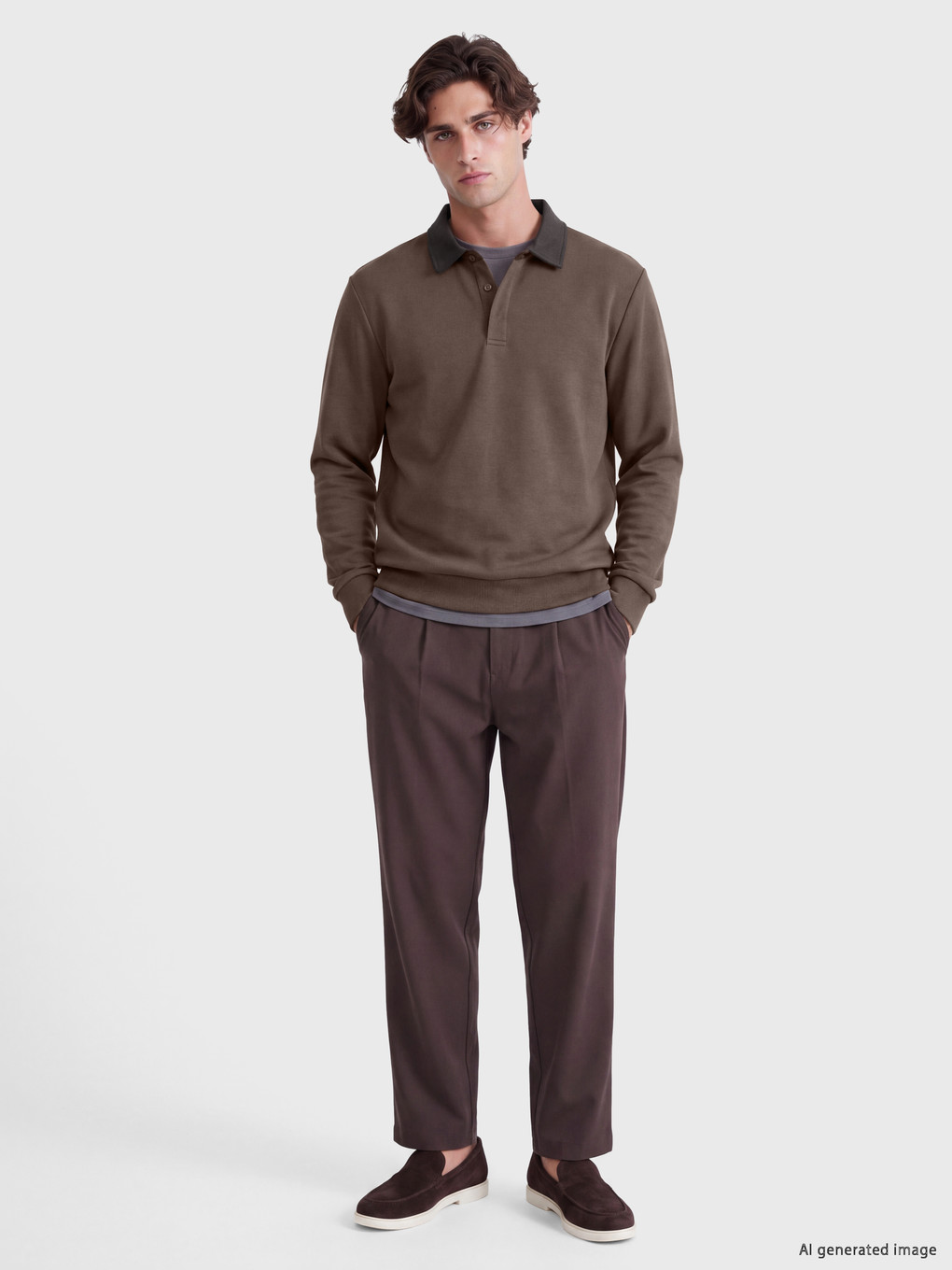 Polo Collar Men's Sweatshirt-1