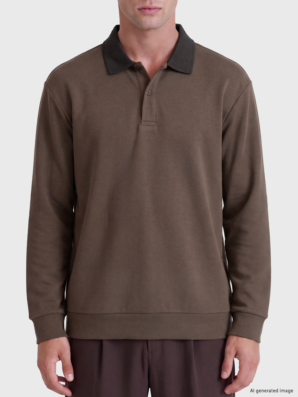 Polo Collar Men's Sweatshirt-2