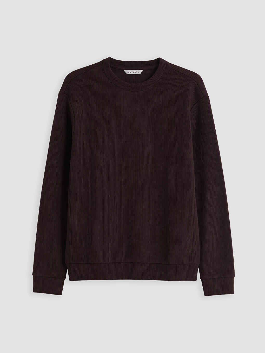 Kahverengi Bisiklet Yaka Erkek Kalın Sweatshirt
