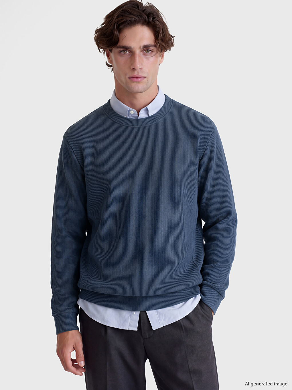 Crew Neck Men's Thick Sweatshirt