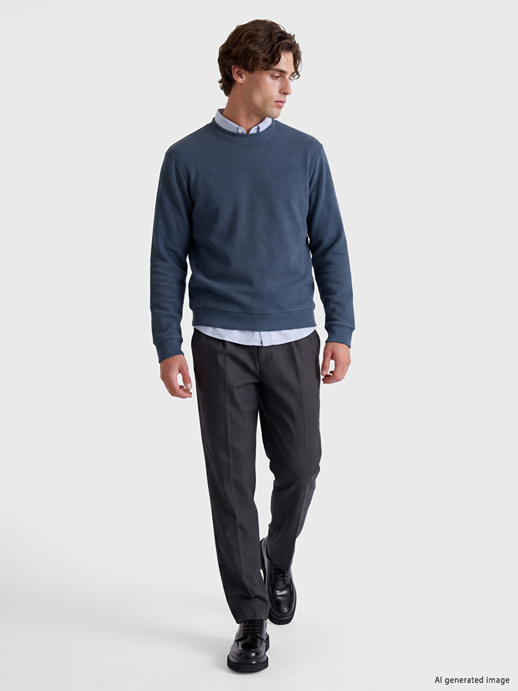 Crew Neck Men's Thick Sweatshirt-1