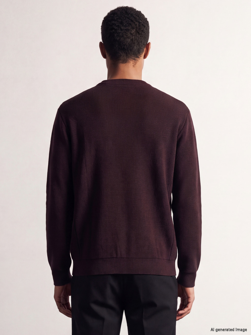 Kahverengi Bisiklet Yaka Erkek Kalın Sweatshirt-3