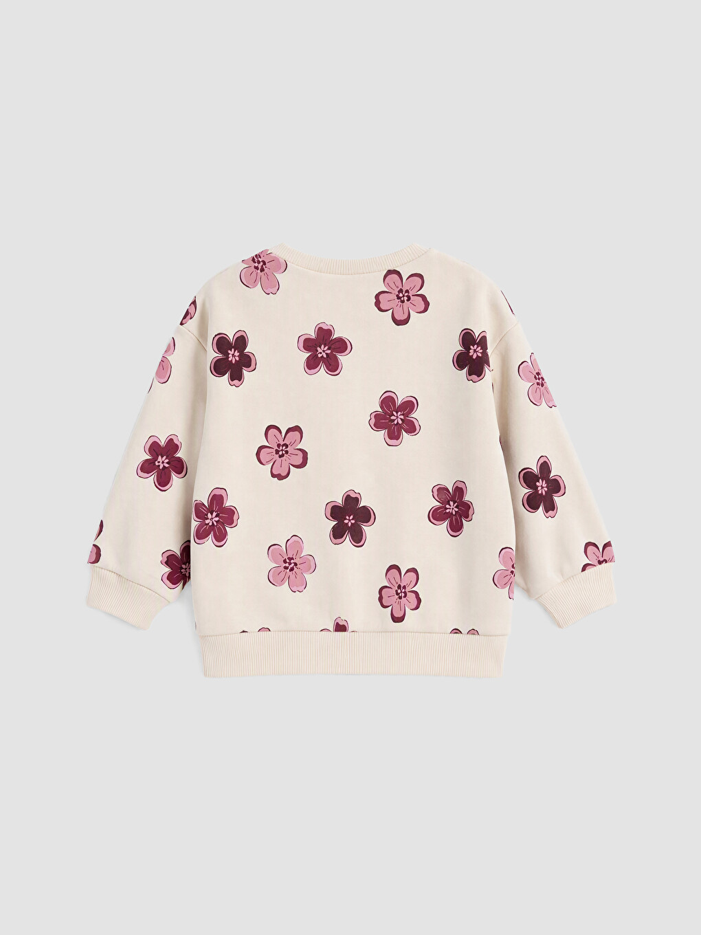 Bordo Baskılı Kız Çocuk Kalın Sweatshirt-1