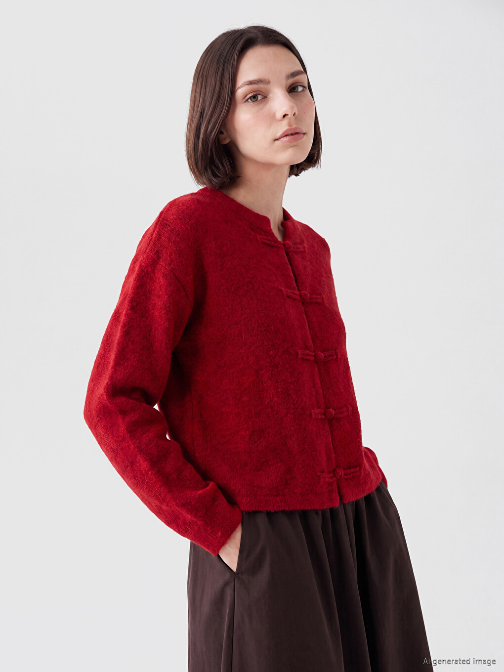 Crew Neck Women's Knitwear Cardigan