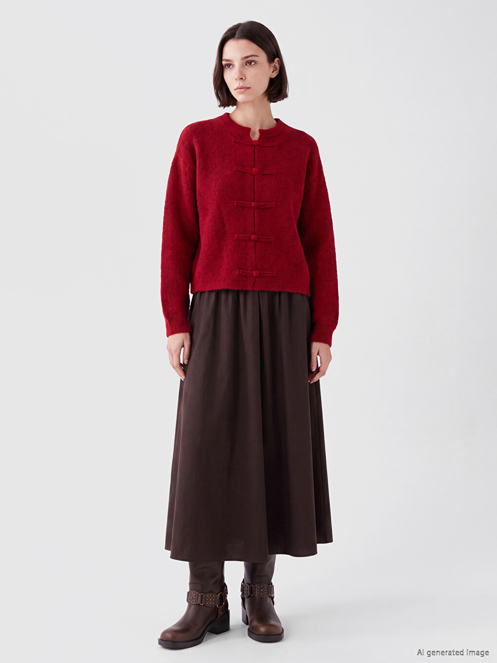 Crew Neck Women's Knitwear Cardigan-1