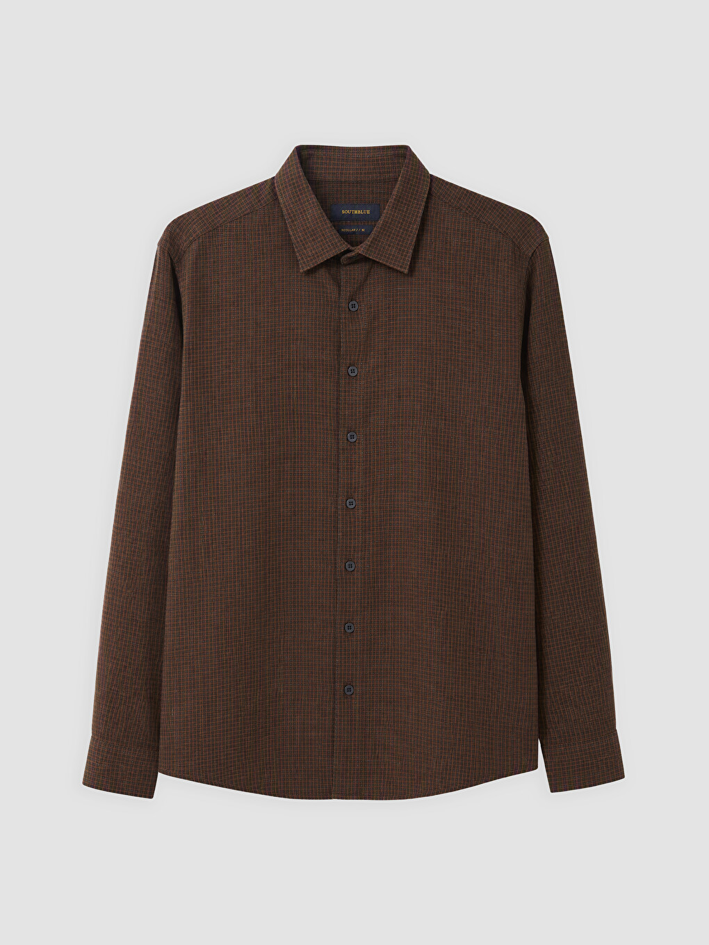 Kahverengi Regular Fit Ekose Gabardin Erkek Gömlek