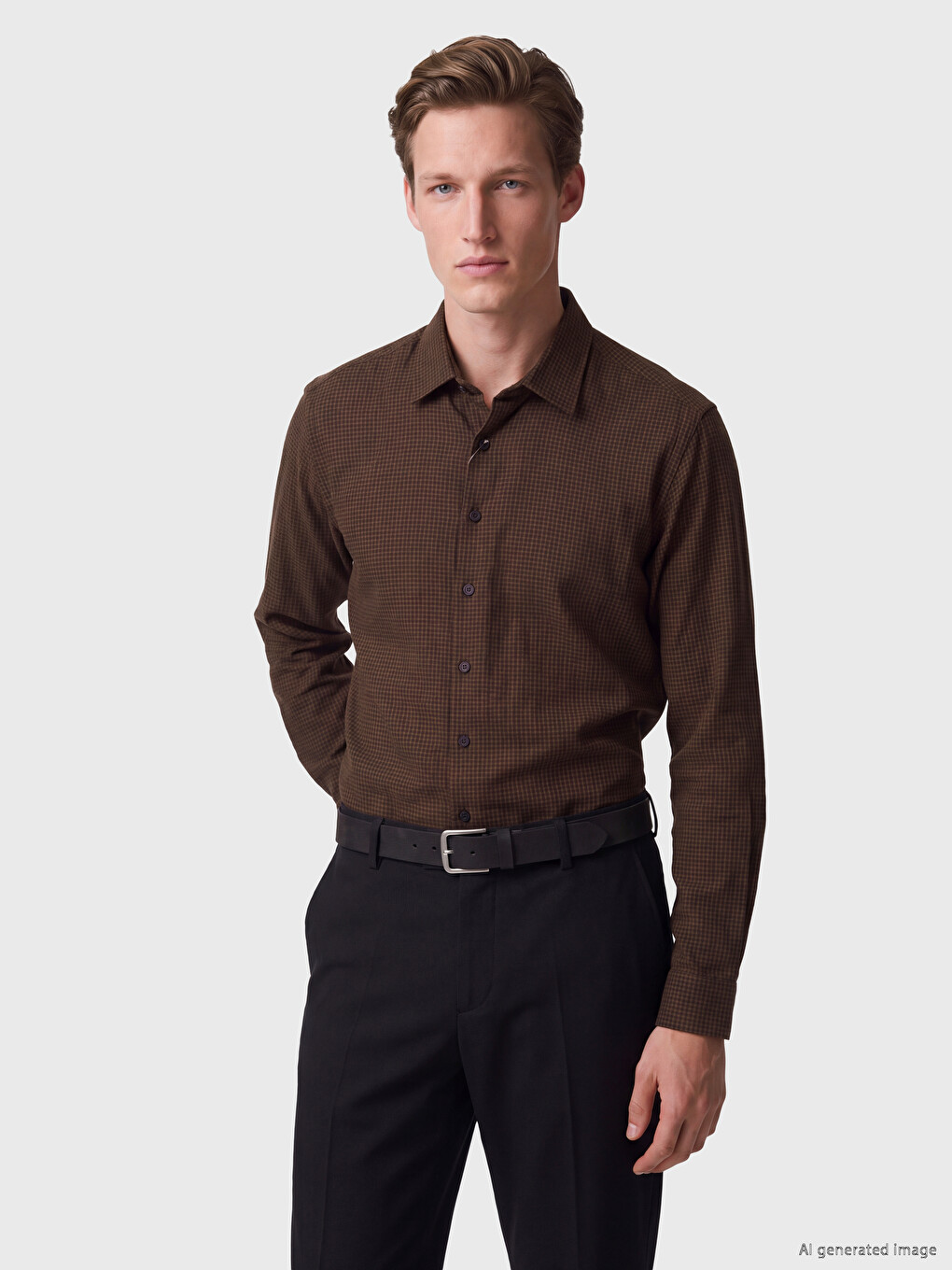 Regular Fit Plaid Twill Men's Shirt