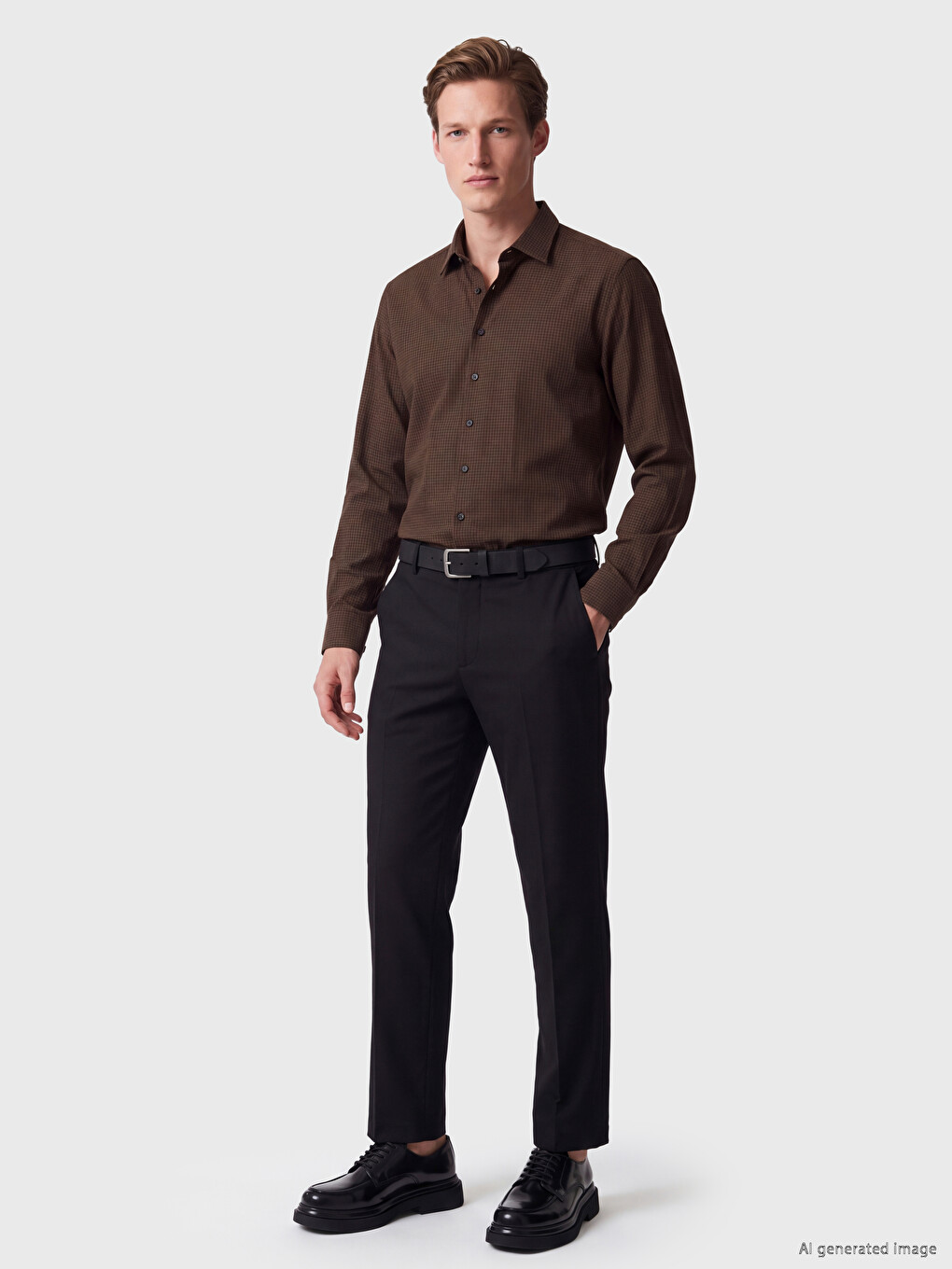 Regular Fit Plaid Twill Men's Shirt-1