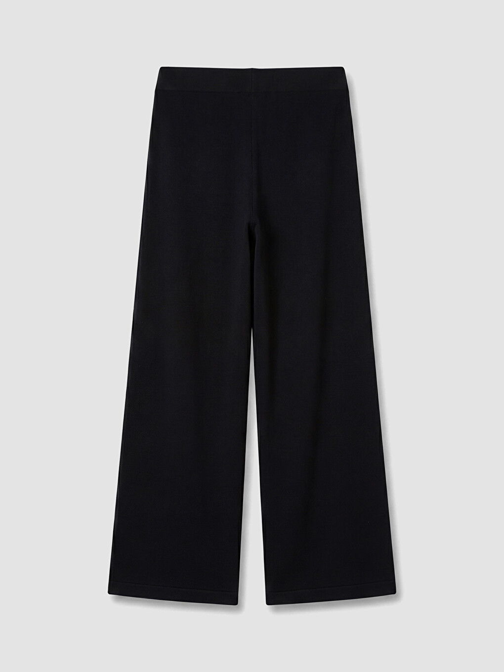 Siyah Beli Lastikli Geniş Paça Kadın Triko Pantolon-2