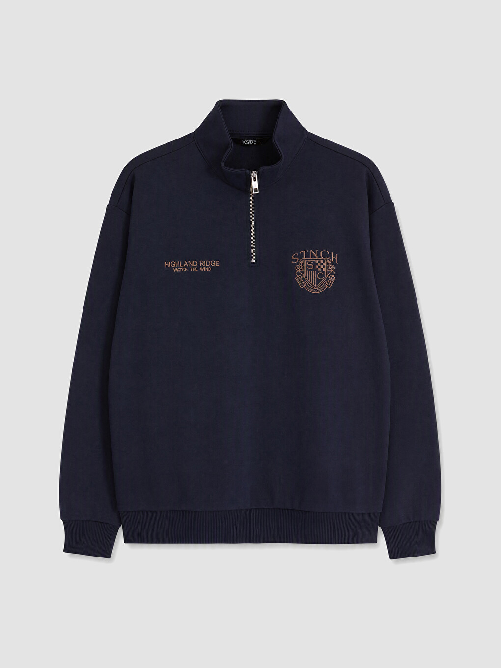 Mock Neck Embroidered Men's Sweatshirt