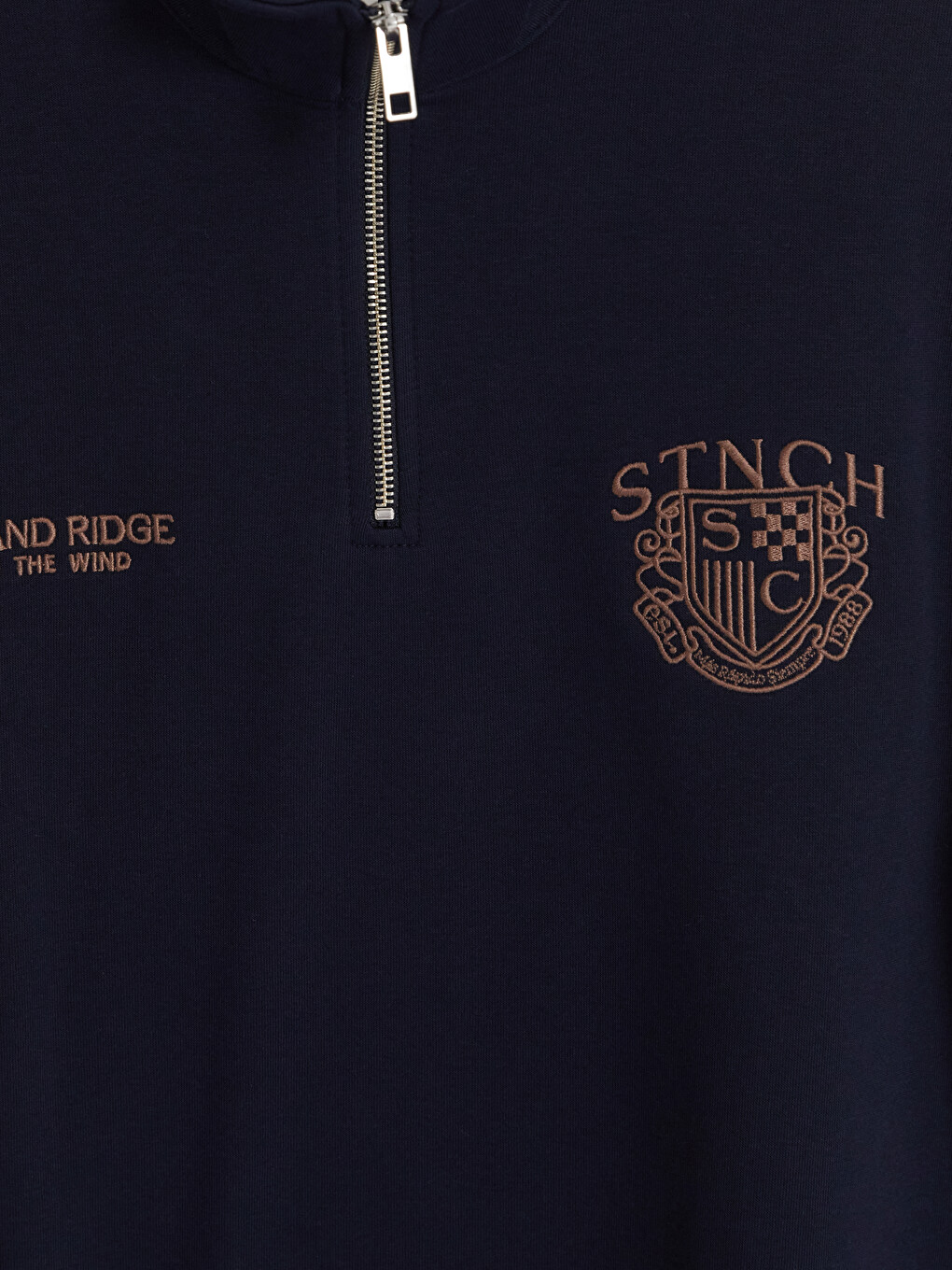 Mock Neck Embroidered Men's Sweatshirt-2