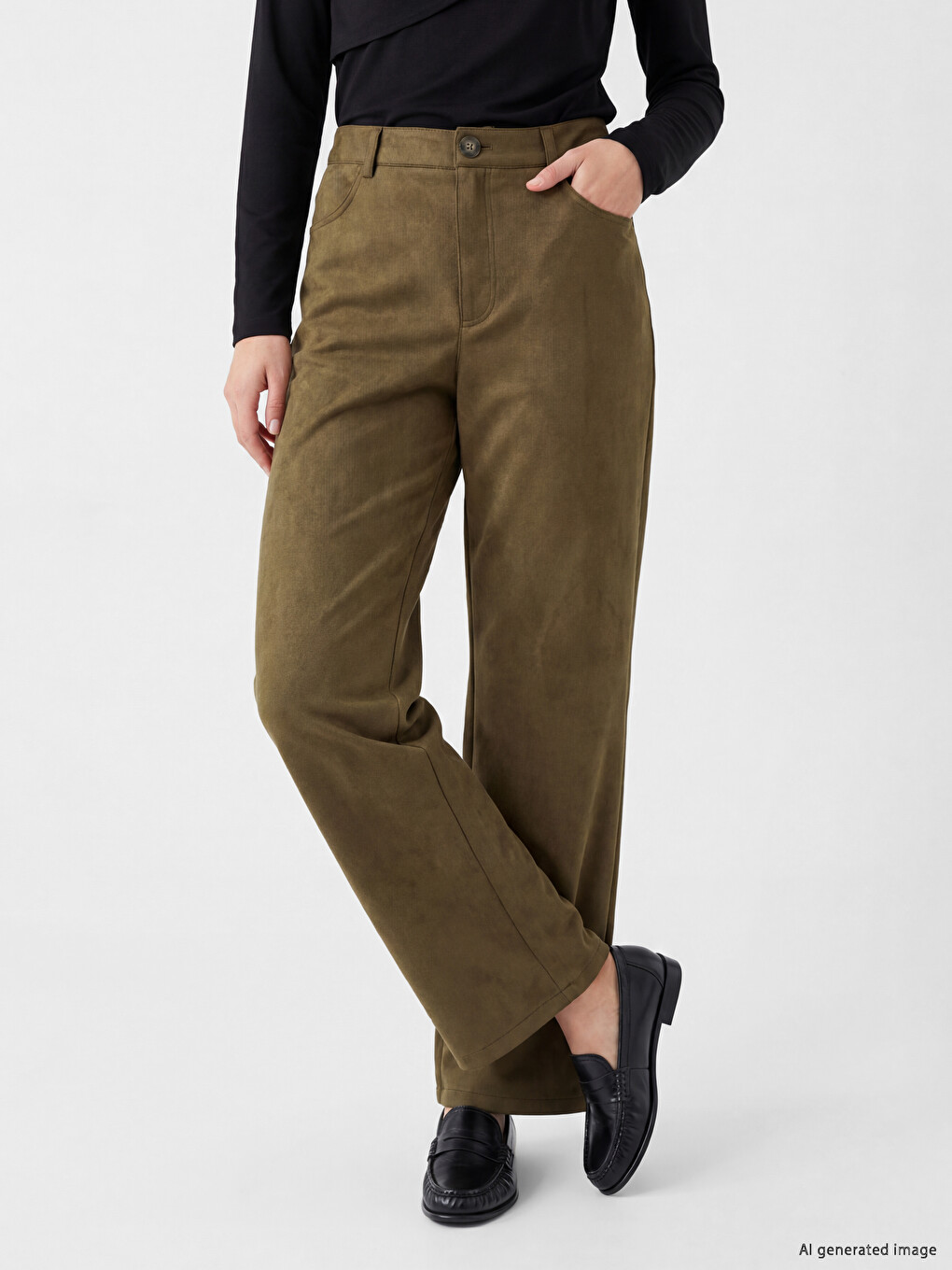 Regular Fit Wide Leg Women's Trousers-1