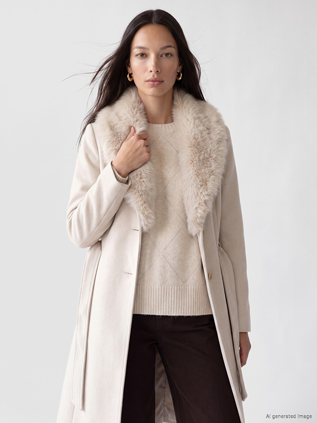 Fur Collar Women's Cachet Coatigan-1