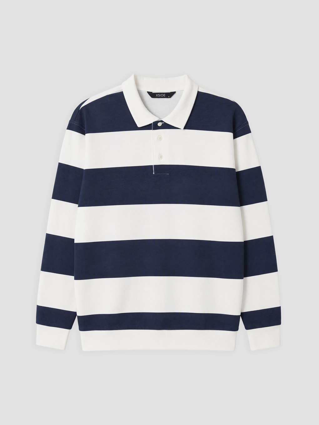 Polo Collar Striped Men's Sweatshirt