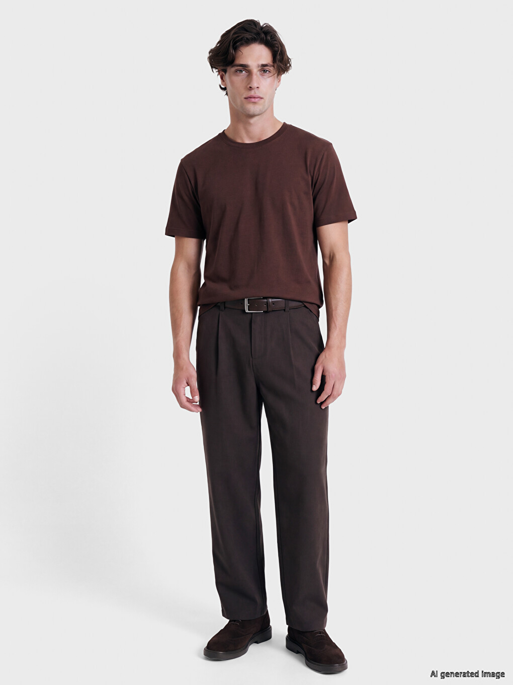 Kahverengi Regular Fit Dry Touch Kalın Kumaş Tişört /03-1