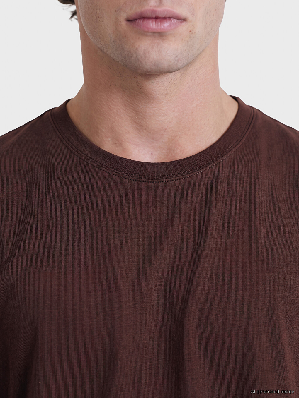 Kahverengi Regular Fit Dry Touch Kalın Kumaş Tişört /03-3