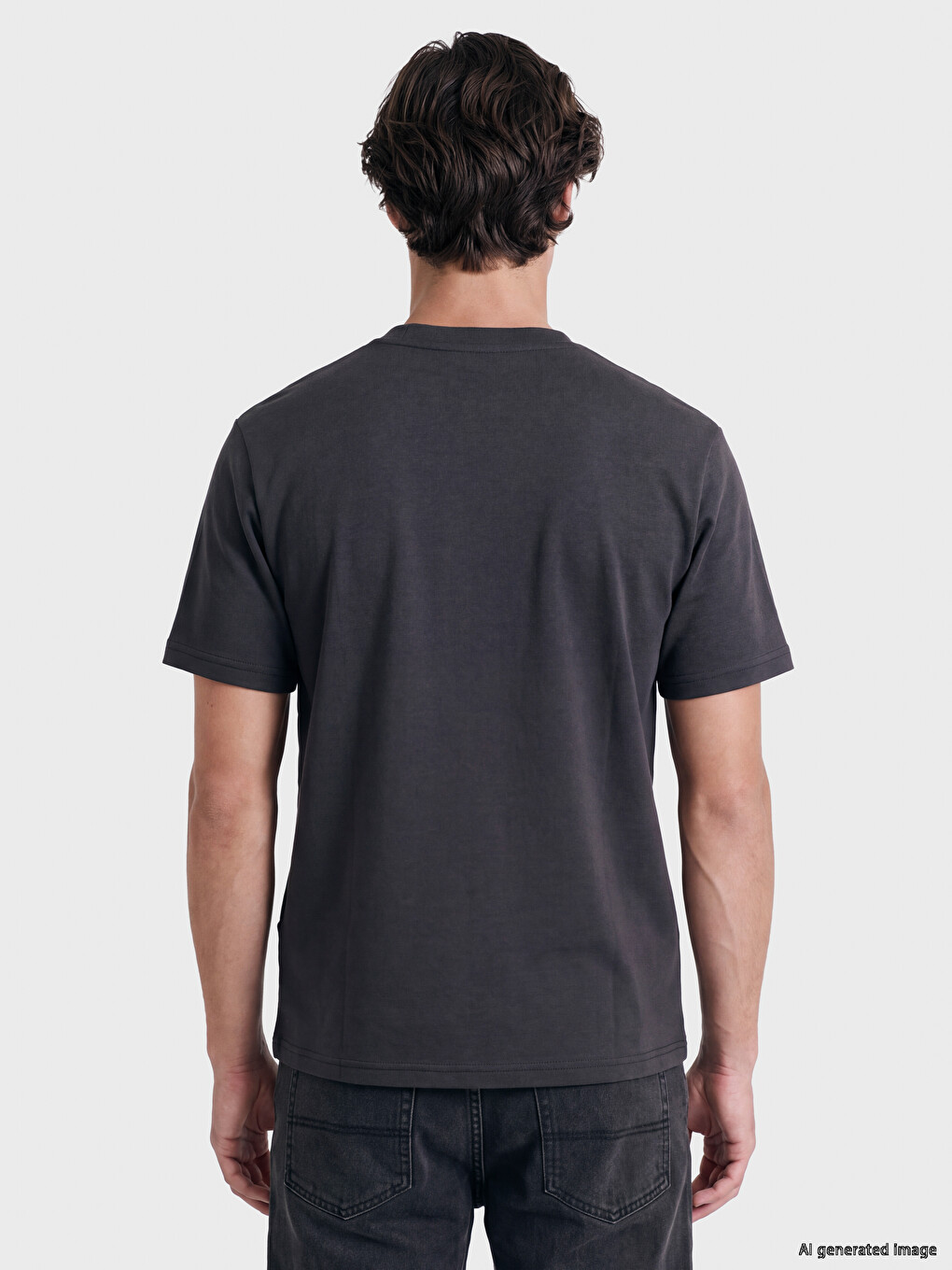 Antrasit Regular Fit Dry Touch Kalın Kumaş Tişört /03-4